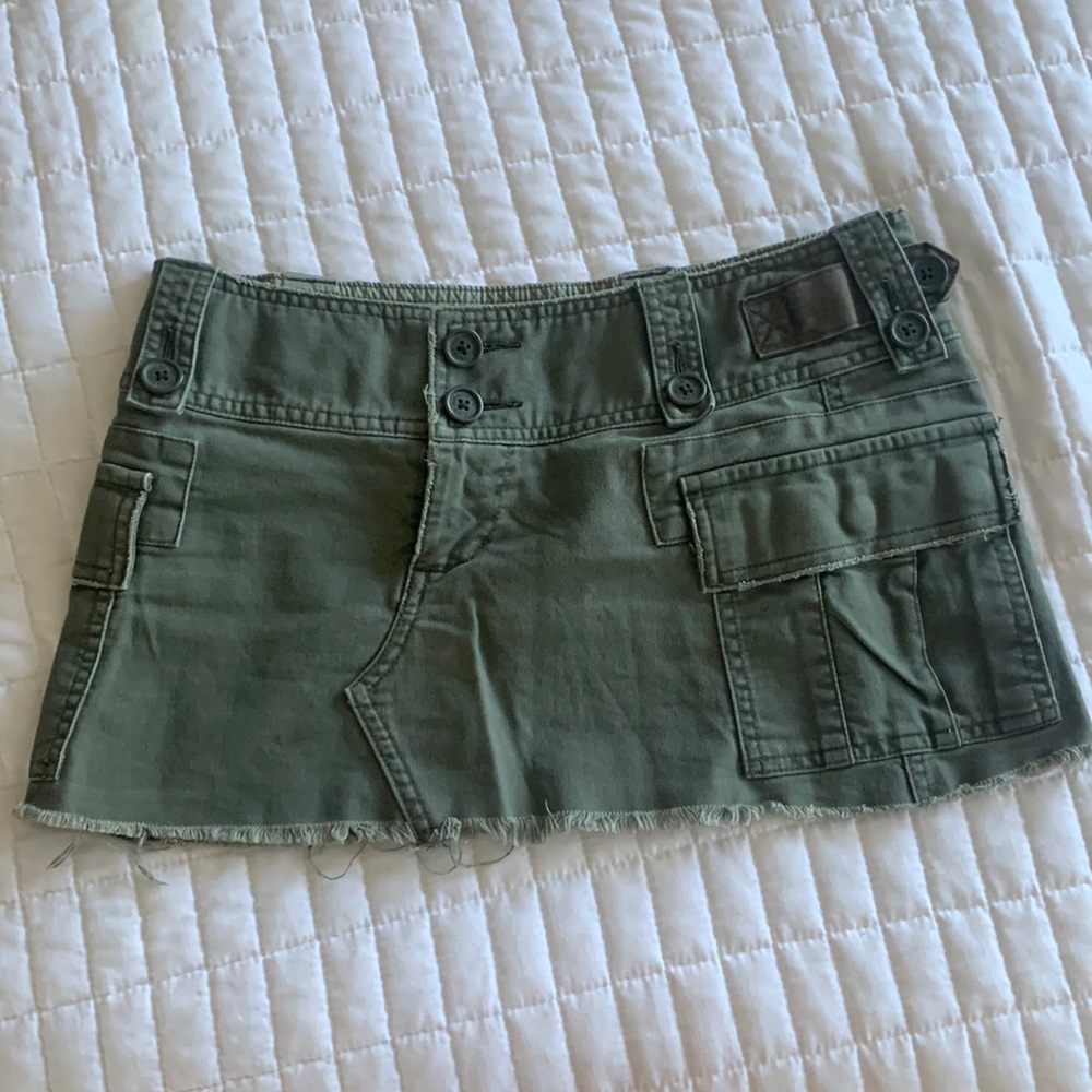 y2k baddie green utility micro mini skirt